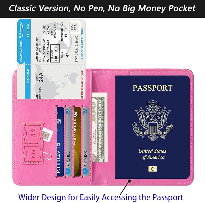 Passport Holder Cover Wallet Travel Essentials RFID Blocking Leather Card Case - Image 3