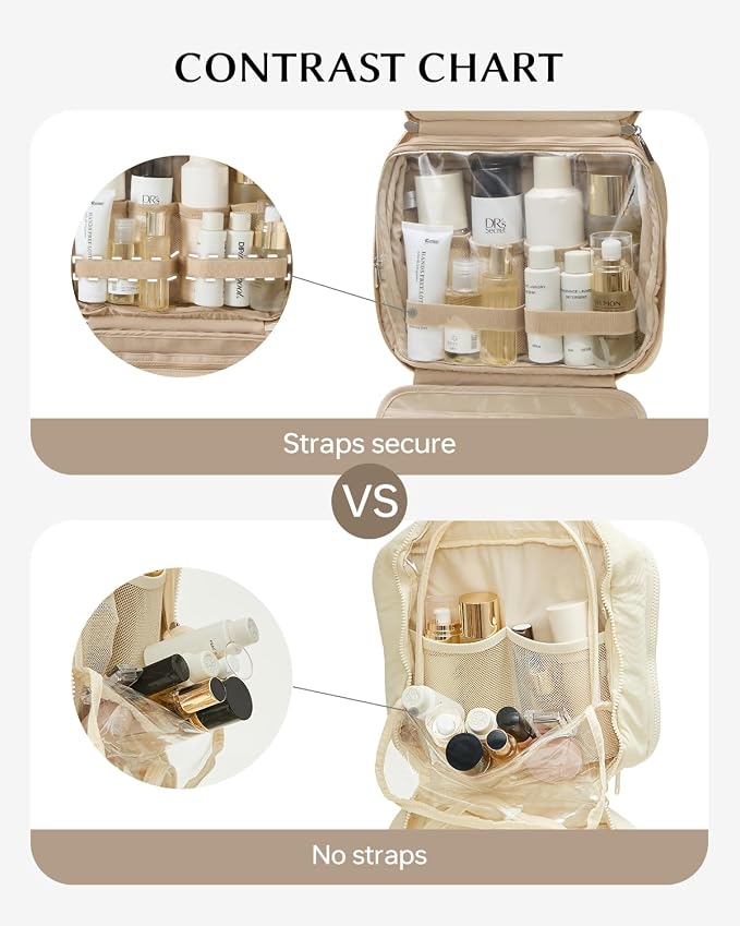 EACHY Hanging Toiletry Bag, Satin 4 Compartments Travel Toiletry Bags - Image 2