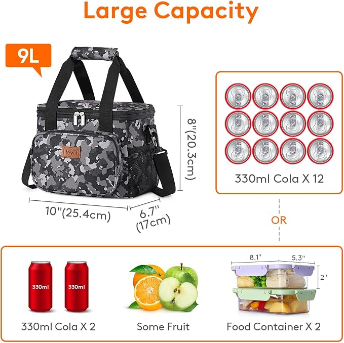 Lifewit Medium Lunch Bag Insulated Lunch Box Soft Cooler Cooling Tote - Image 4