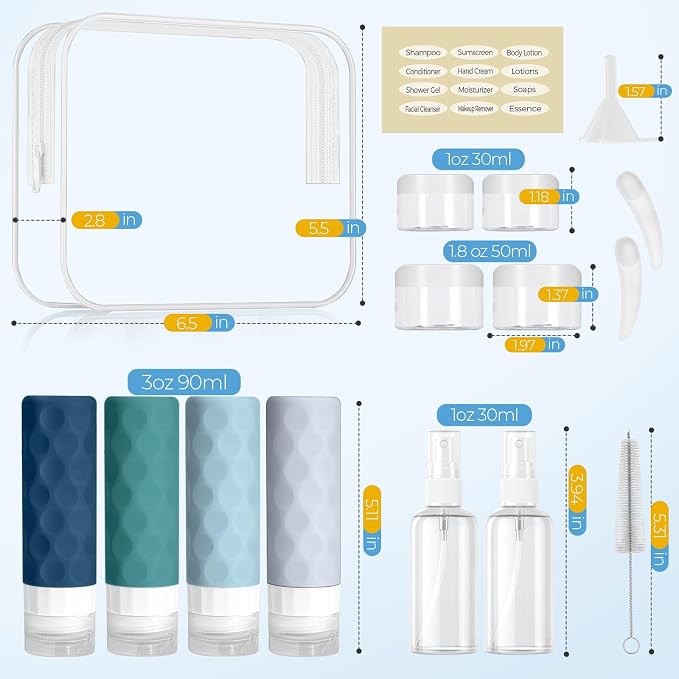 16pack Travel Bottles for Toiletries, TSA Approved Travel Size Containers Set - Image 2