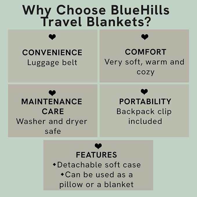 BlueHills Premium Soft Travel Blanket Pillow Airplane Blanket Packed in Soft - Image 5