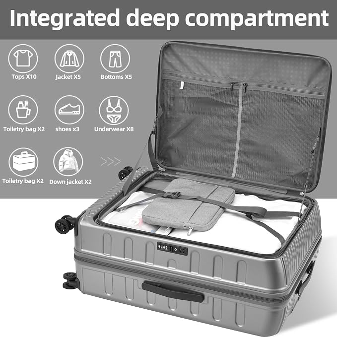 29 Inch Luggage with Expansion & Side Opening Design, 50 * 31*76cm, 117L~133L - Image 5