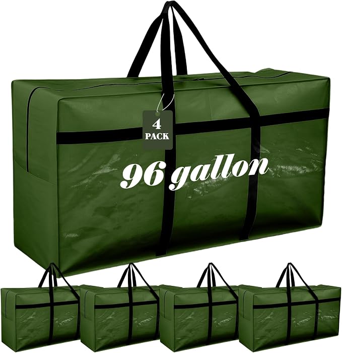 4 Pcs Large Moving Bags with Zipper and Handles Foldable Storage Duffle Bags by Clysee
