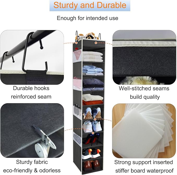 Large-Sized Hanging Shoe Organizer 10-Shelf, Sturdy Hanging Closet Organizer - Image 4