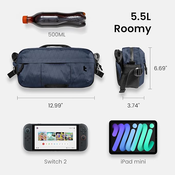 tomtoc 5.5L X-Pac Sling Bag for Nintendo Switch 2, Heavy Duty Crossbody Bag for - Image 4