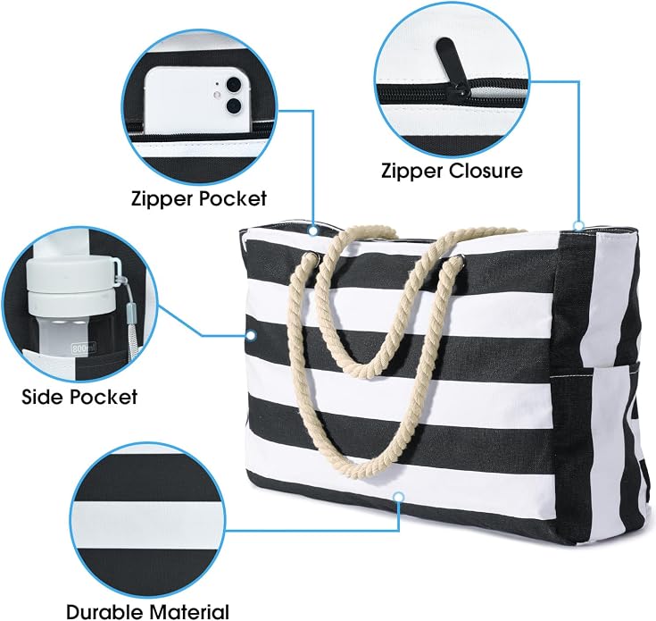 Becokan Beach Bag Large Beach Tote Bag - Image 2