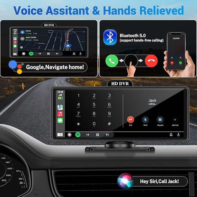 Wireless Apple Carplay Screen for Car 4K Dash Cam, 10.26" HD Touchscreen - Image 3
