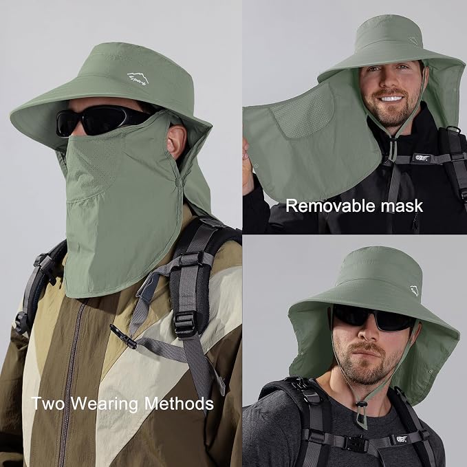 Sun Hat for Men Women with Neck Flap, UPF 50+ UV Protective Hiking Fishing Hats - Image 2