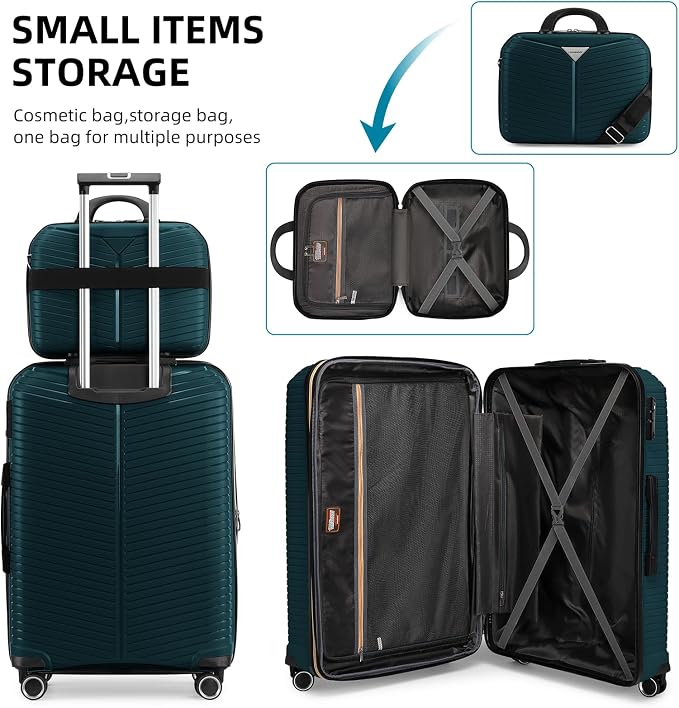 LEAVES KING LARVENDER Luggage Sets 5 Piece, Expandable PP Suitcase - Image 8