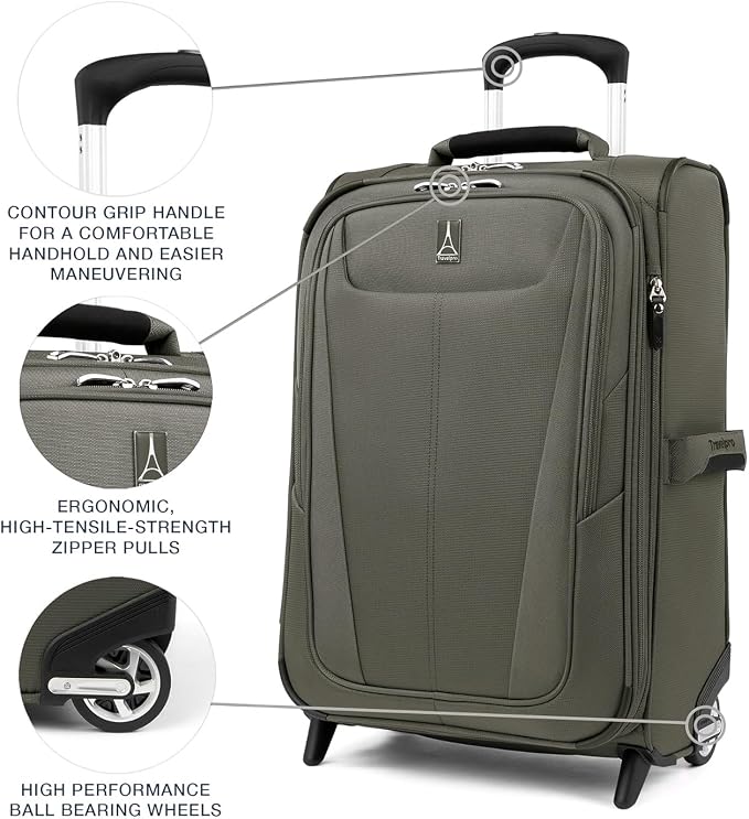 Travelpro Maxlite 5 Softside Expandable Upright 2 Wheel Carry on Luggage - Image 4