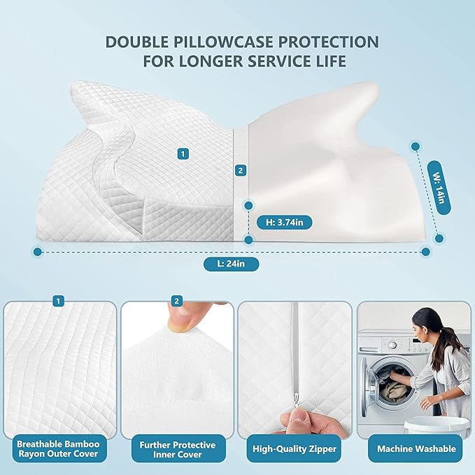 ZAMAT Adjustable Cervical Memory Foam Pillow, Odorless Neck Pillows - Image 6