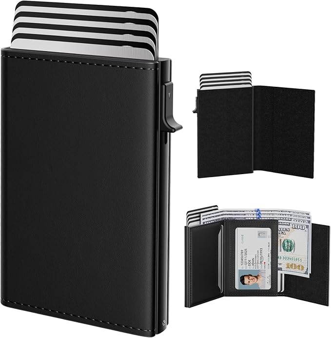typecase Mens Wallet Card Holder: Pop Up Aluminum Case, Genuine Leather by typecase