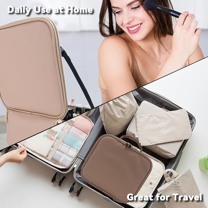 Travel Makeup Bag with LED Mirror and 10x magnifying glass with 3 Lighted - Image 6