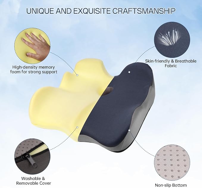 Seat Cushion, X-Large Memory Foam Office Chair Cushion, - Image 5