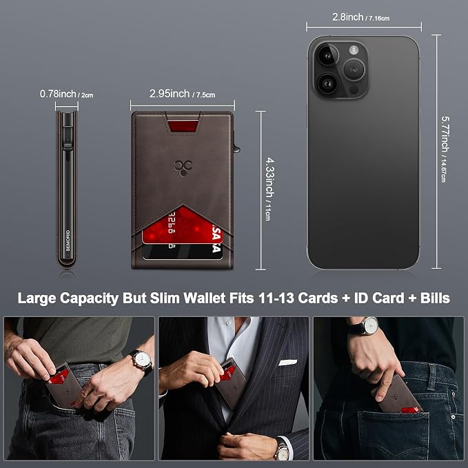 Wallet for Men Wallet with Slim Pop Up Card Holder for 12-14 Cards, RFID - Image 7
