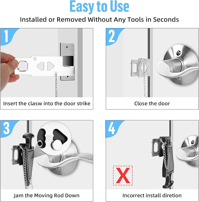 Upgraded Portable Door Lock & Door Stop Alarm, TOWODE Dual Protection Security - Image 5