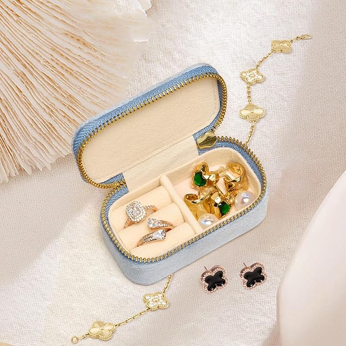 TAIMY Mini Jewelry Travel Case, Velvet Small Travel Jewelry Box, Portable - Image 7