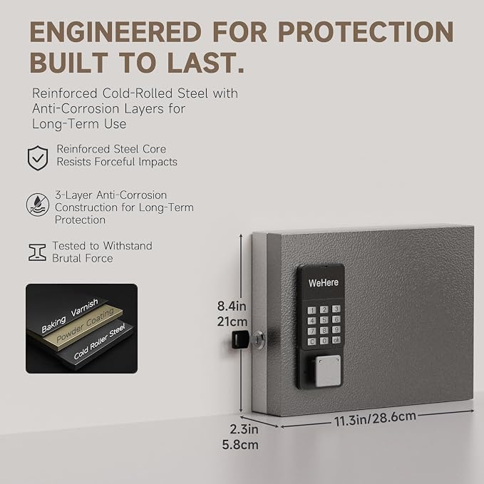 WeHere 16 Key Lock Box Wall Mount, APP Bluetooth/OTP/Wi-Fi/Fixed Code/Key Unlock - Image 2