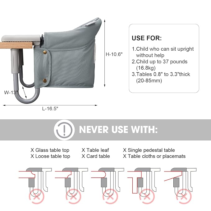 Hook On Chair, VEEYOO Clip On High Chair Folding Fast Table Chair - Image 2