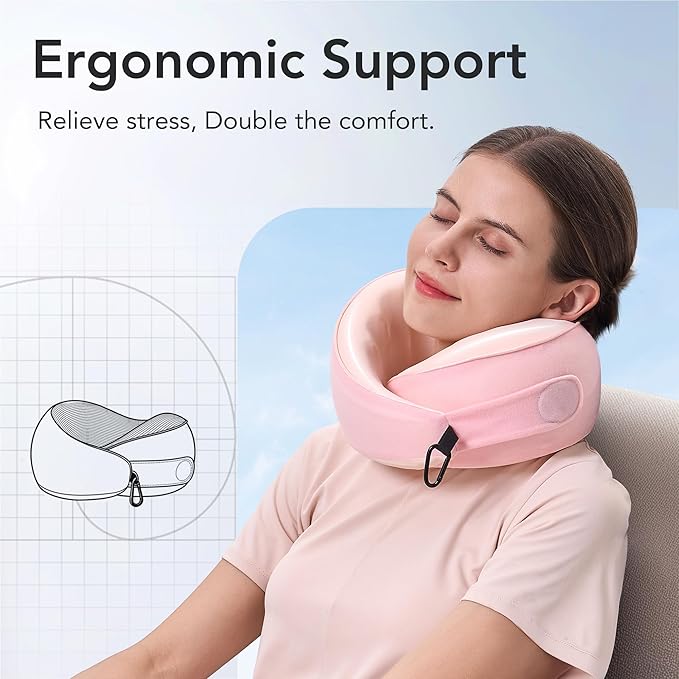 Travel Pillow, 100% Pure Memory Foam Travel Neck Pillow Airplane Neck Support - Image 3