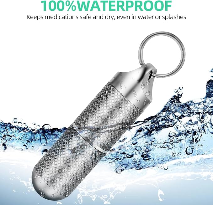 Titanium Keychain Pill Holder Waterproof Lightweight Portable Pocket Mini Pill - Image 3