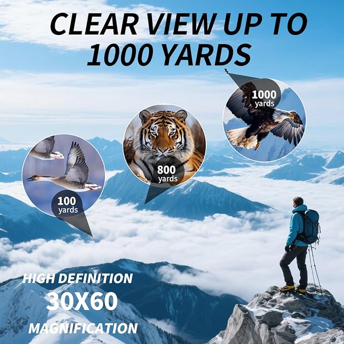 30x60 Binoculars for Adults and Kids, BAK4 Prism Waterproof Lightweight - Image 5
