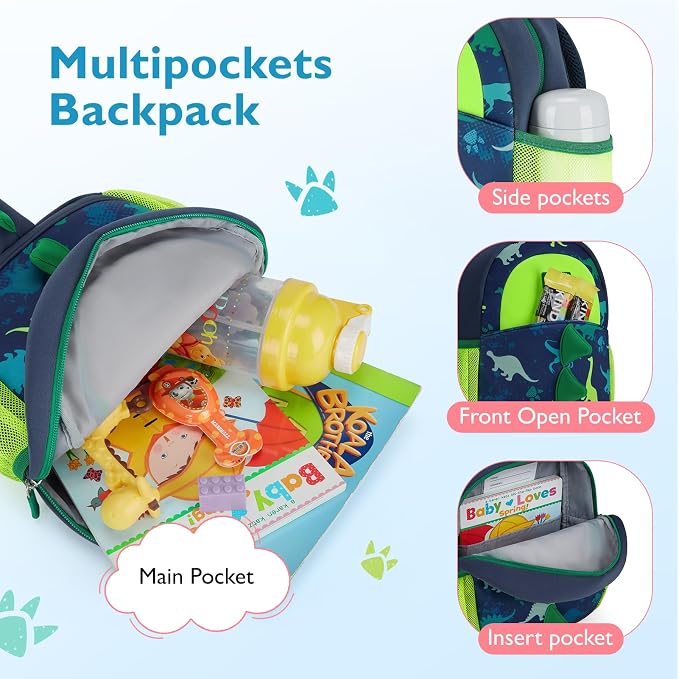 mommore Toddler Backpack for Boys 2-4 Small Cute Dinosaur Backpack - Image 3