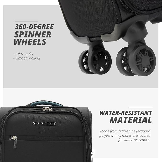 Verage Under Seat Luggage with Wheels, Softside Small Suitcase Spinner Carry On - Image 6