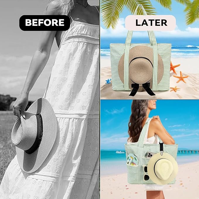 LEDAOU Beach Bags for Women, Beach Bags Waterproof Sandproof, Packable Beach - Image 2