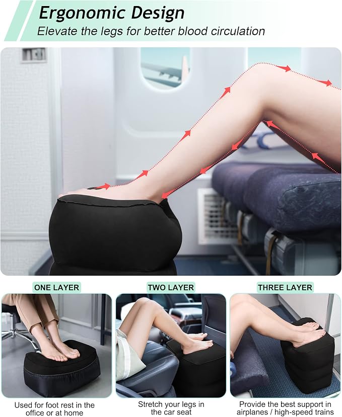 JefDiee Inflatable Travel Foot Rest Pillow, Kids Airplane Bed, Adjustable 3 - Image 4