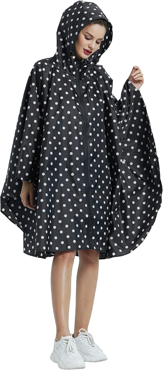 Rain Poncho Jacket Coat Hooded Zipper Style - Image 2