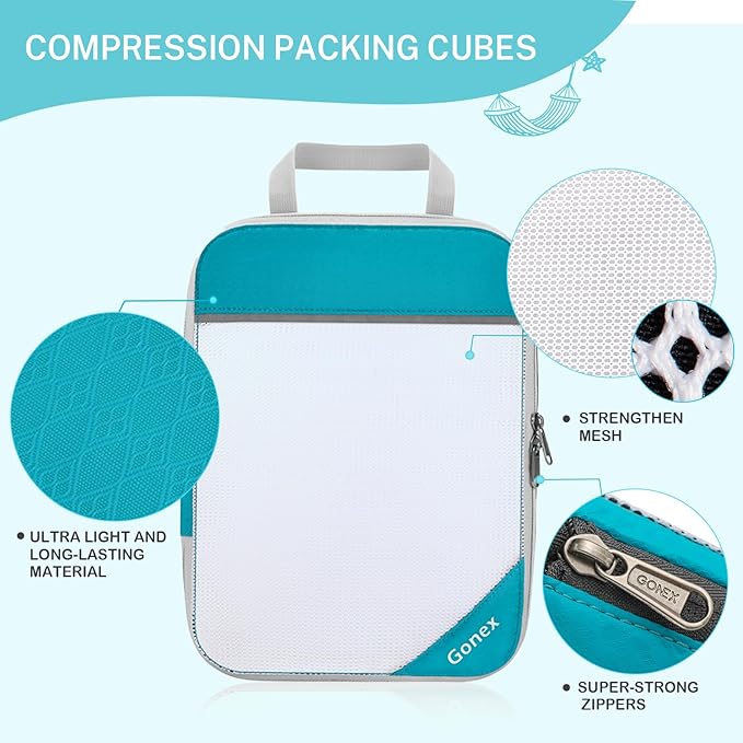 Compression Packing Cubes, Gonex Extensible Storage Mesh Bags Organizers - Image 3