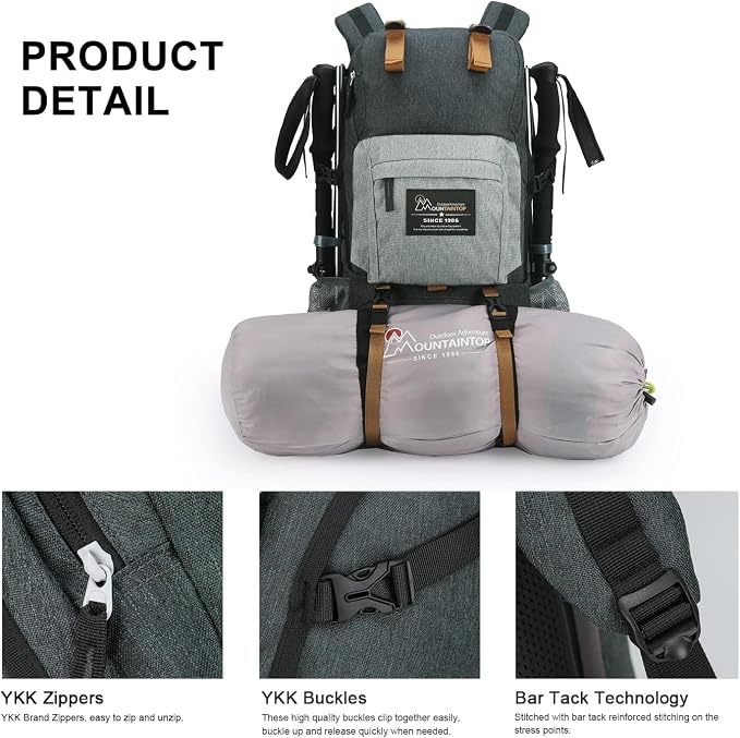 MOUNTAINTOP 40L Hiking Backpack Lightweight Travel Backpack - Image 6