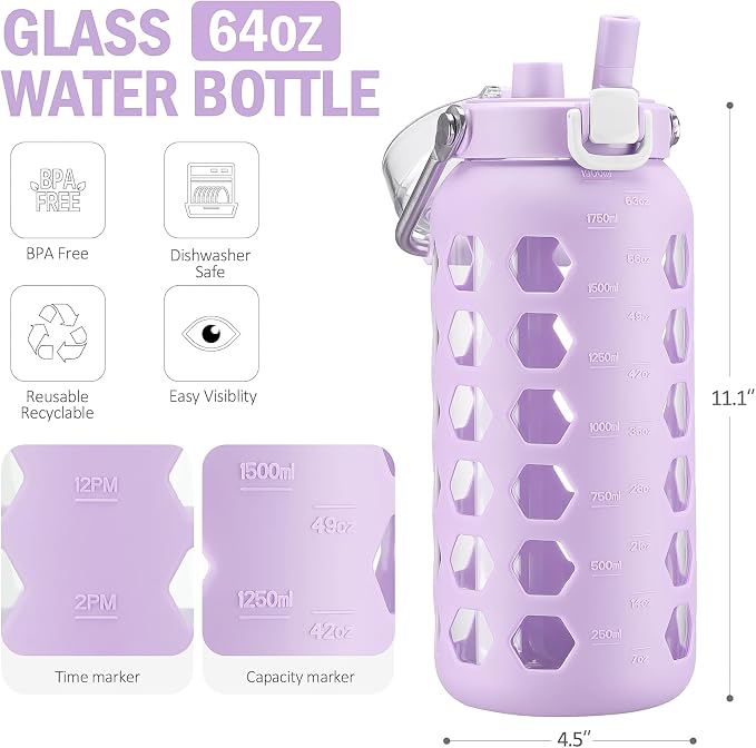 MUKOKO 64oz Glass Water Bottles - Image 3