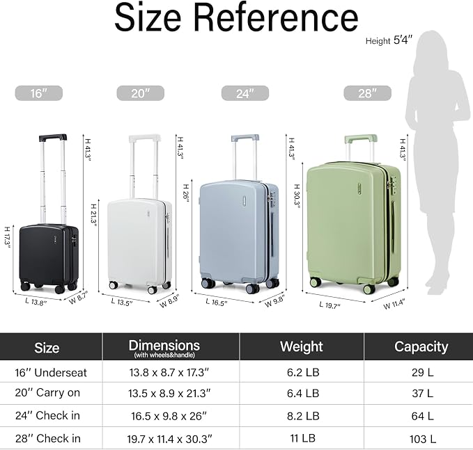 Hanke Hard Shell Luggage Sets 3 Pieces, Carry On and Checked Luggage Sets - Image 2