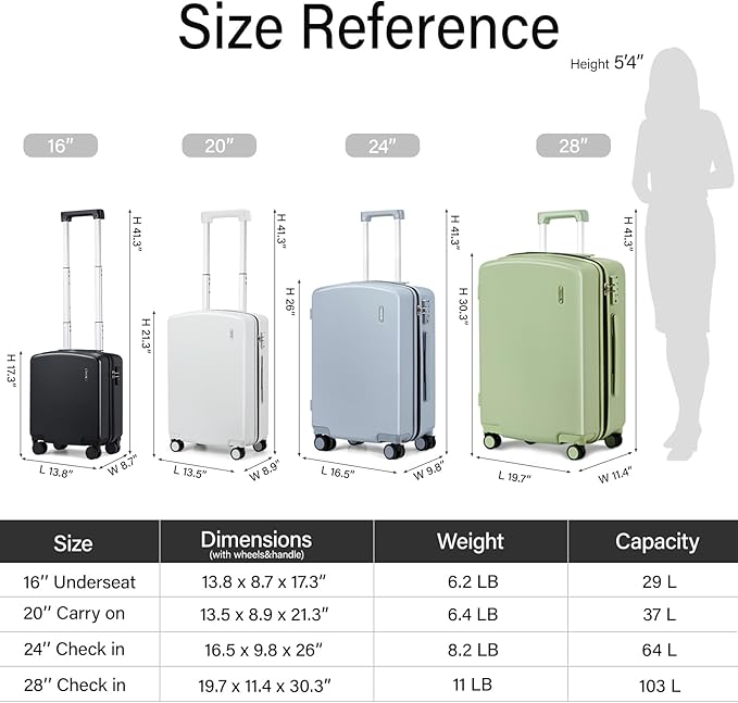 Hanke 28 Inch Luggage with Spinner Wheels Lightweight PC Hard Shell Suitcases - Image 2