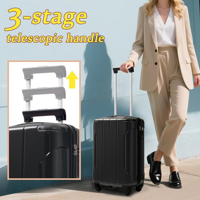 Merax Carry on Luggage Set, 20 Inch Hardshell ABS Suitcase - Image 8