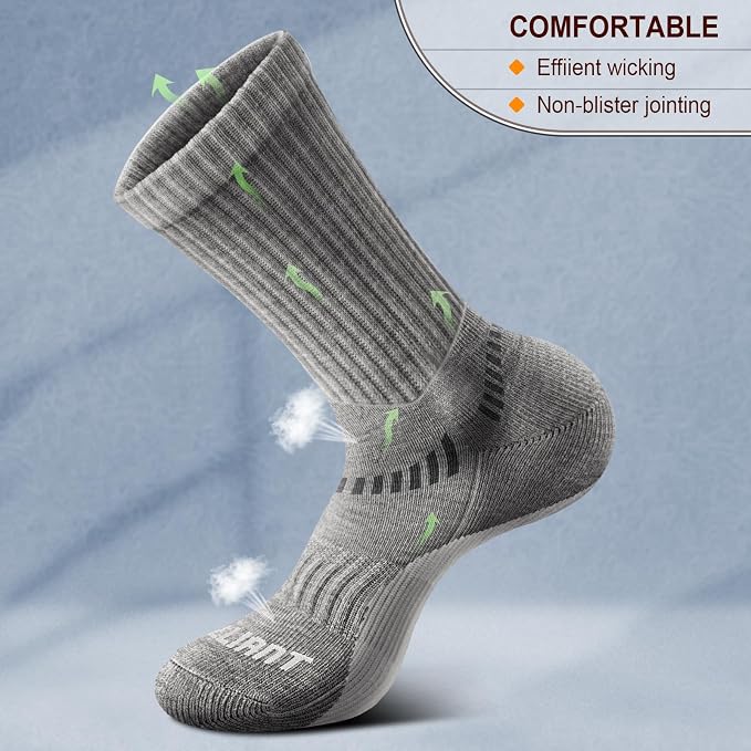 BULLIANT Compression Socks for Men 6Pairs, Athletic Crew Socks Cushioned For - Image 4