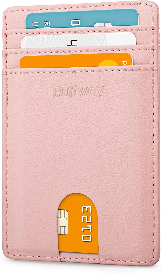 Buffway Mens Slim Wallet, Minimalist Thin Front Pocket Leather Credit Card by Buffway