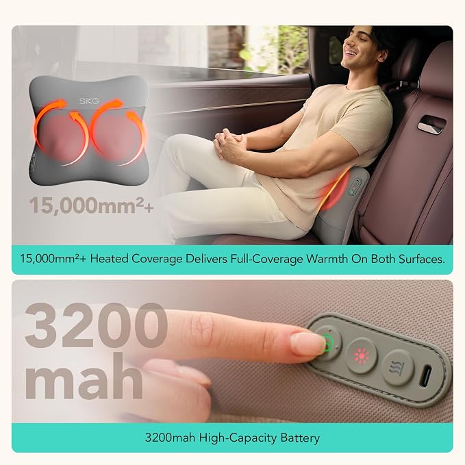 SKG Back Massager for Pain Relief Deep Tissue Cordless Back and Neck Massager - Image 7