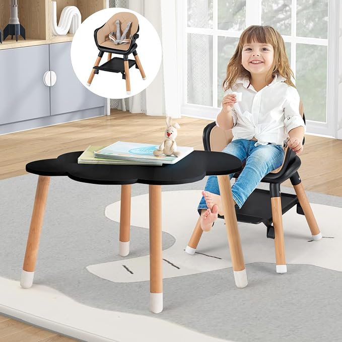HONEY JOY Baby High Chair, 6 in 1 Convertible Wooden Highchair - Image 8