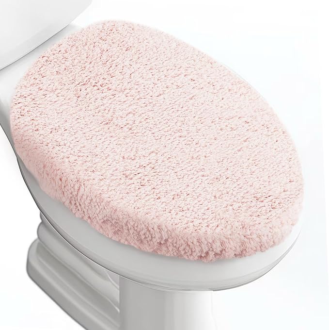 Microfiber Elongated Toilet Seat Cover 19.5"x 15" Machine Washable Solid Toilet by Baahrnom