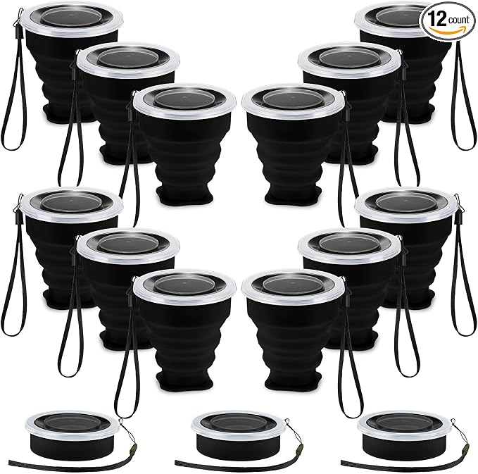 12 Pcs Silicone Collapsible Cup 7.04 oz Folding Camping Travel Collapsible by Purpeak