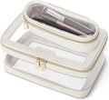Travel Clear Makeup Bag with Makeup Brush Bag, Leather Make up Case Toiletry Bag by Soimeat