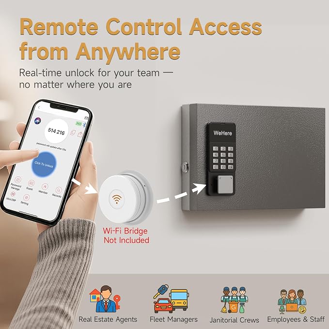 24 Key Lock Box Wall Mount, Smart Key Cabinet, use One Time Password, Fixed Code - Image 4