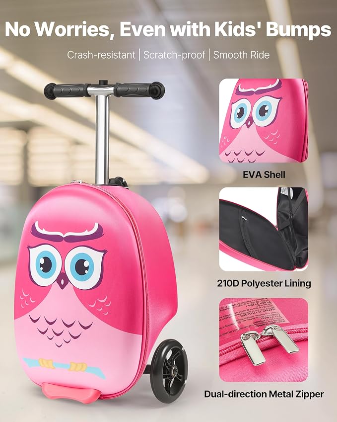 VEVOR Ride-on Luggage, 20 L Capacity, 20 Inches Kids Scooter Suitcase - Image 2