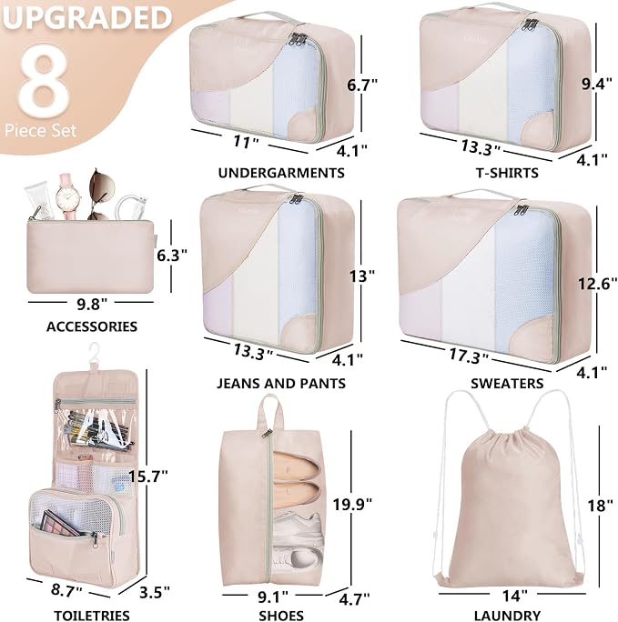 10 Set/8 Set Packing Cubes for Travel, Gifts for Women Mom, Anti-Tearing - Image 2