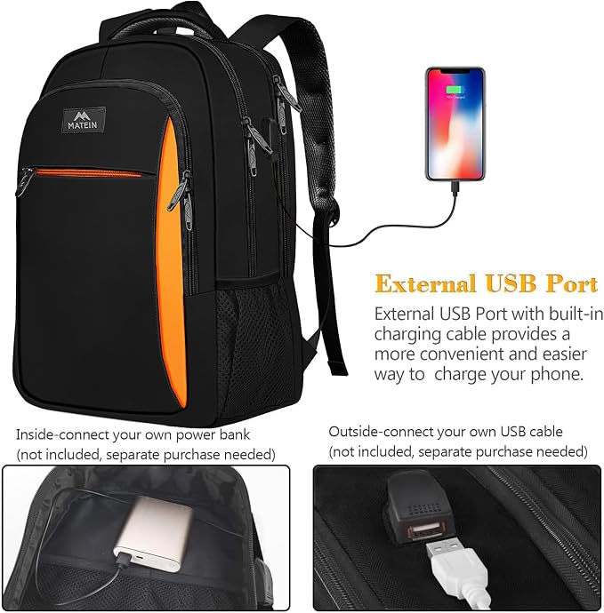 MATEIN Travel Laptop Backpack, Slim Sturdy College Laptops Backpack - Image 2