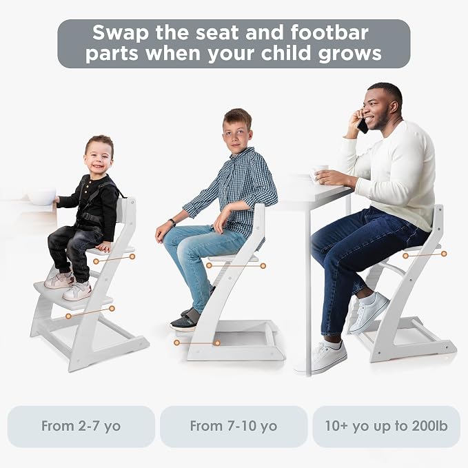 FORNEL Modern White Wooden High Chair | The Forever Chair That Grows from - Image 4