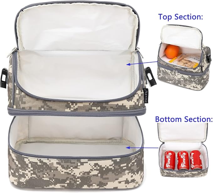FlowFly Kids Double Decker Cooler Insulated Lunch Bag Large Tote - Image 4
